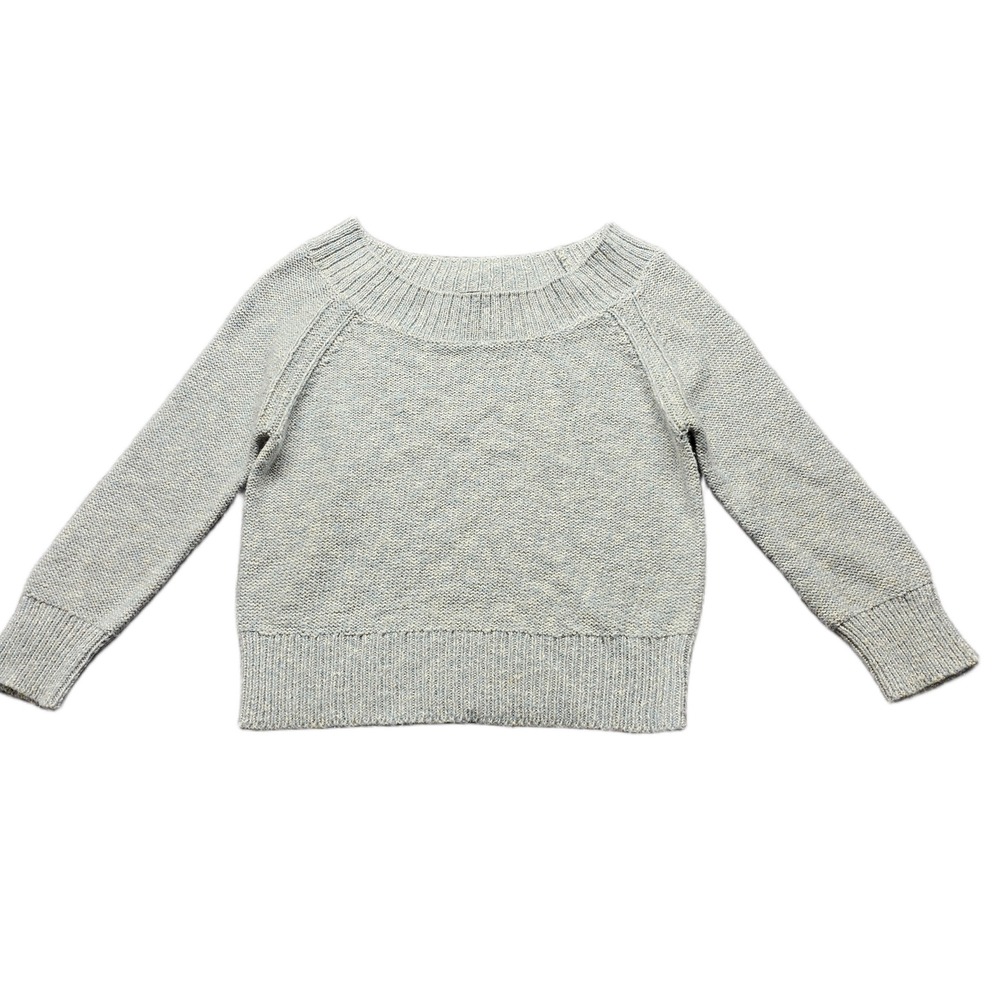 7 For All Mankind Sweater Womens S Gray Marled Scoop Neck Raglan Sleeve Pullover